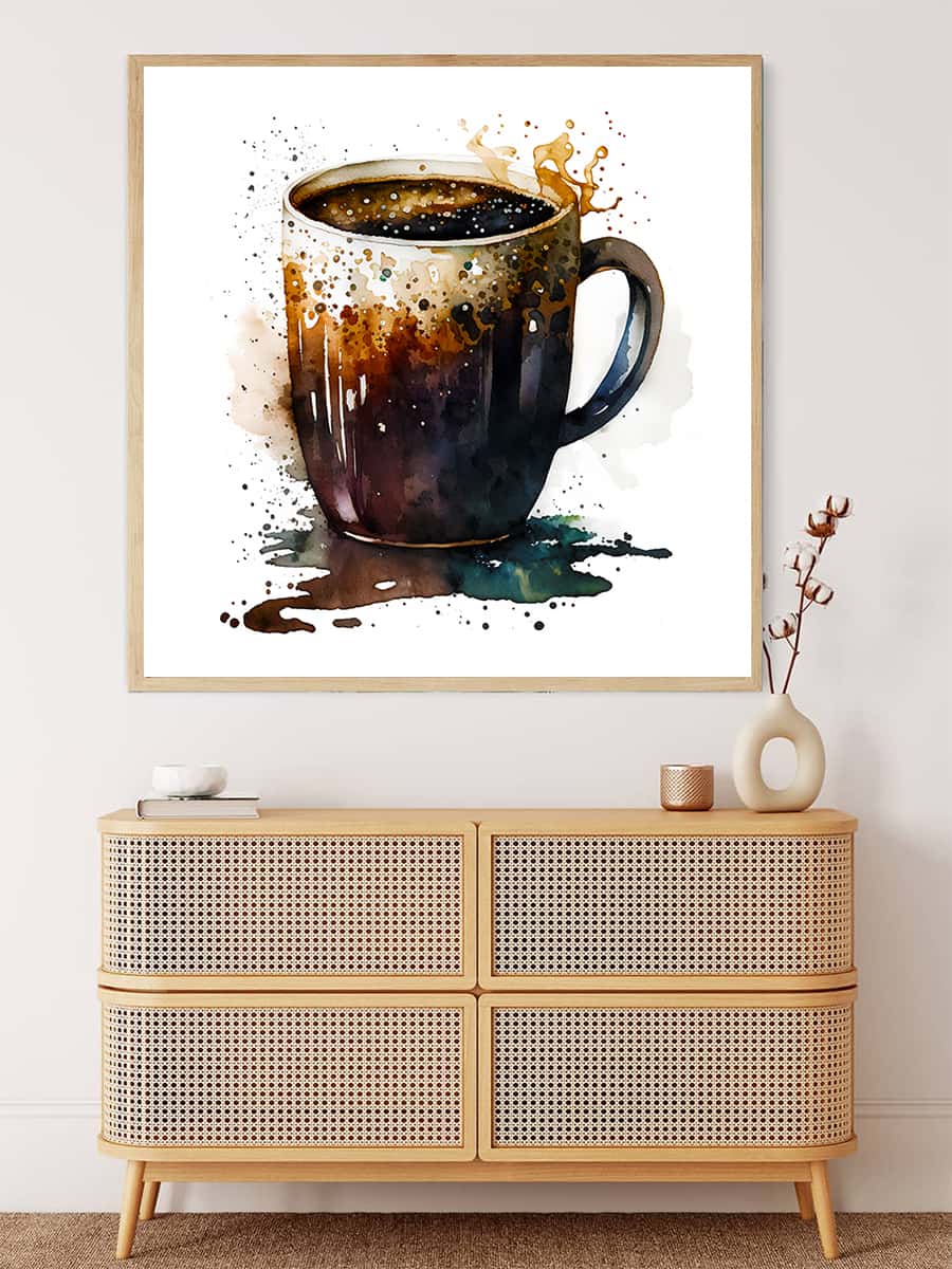 Malen nach Zahlen - Kaffeetasse vor Weiß - hochwertige Leinwand - 170523, Kaffee, Küche, Neu eingetroffen, Quadratisch