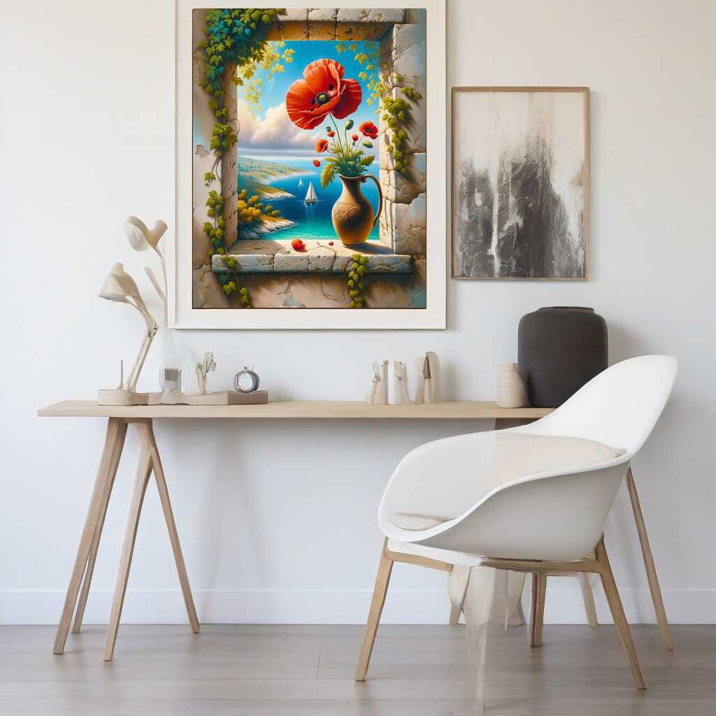 Paint by Numbers - Poppy Flower on Windowsill
