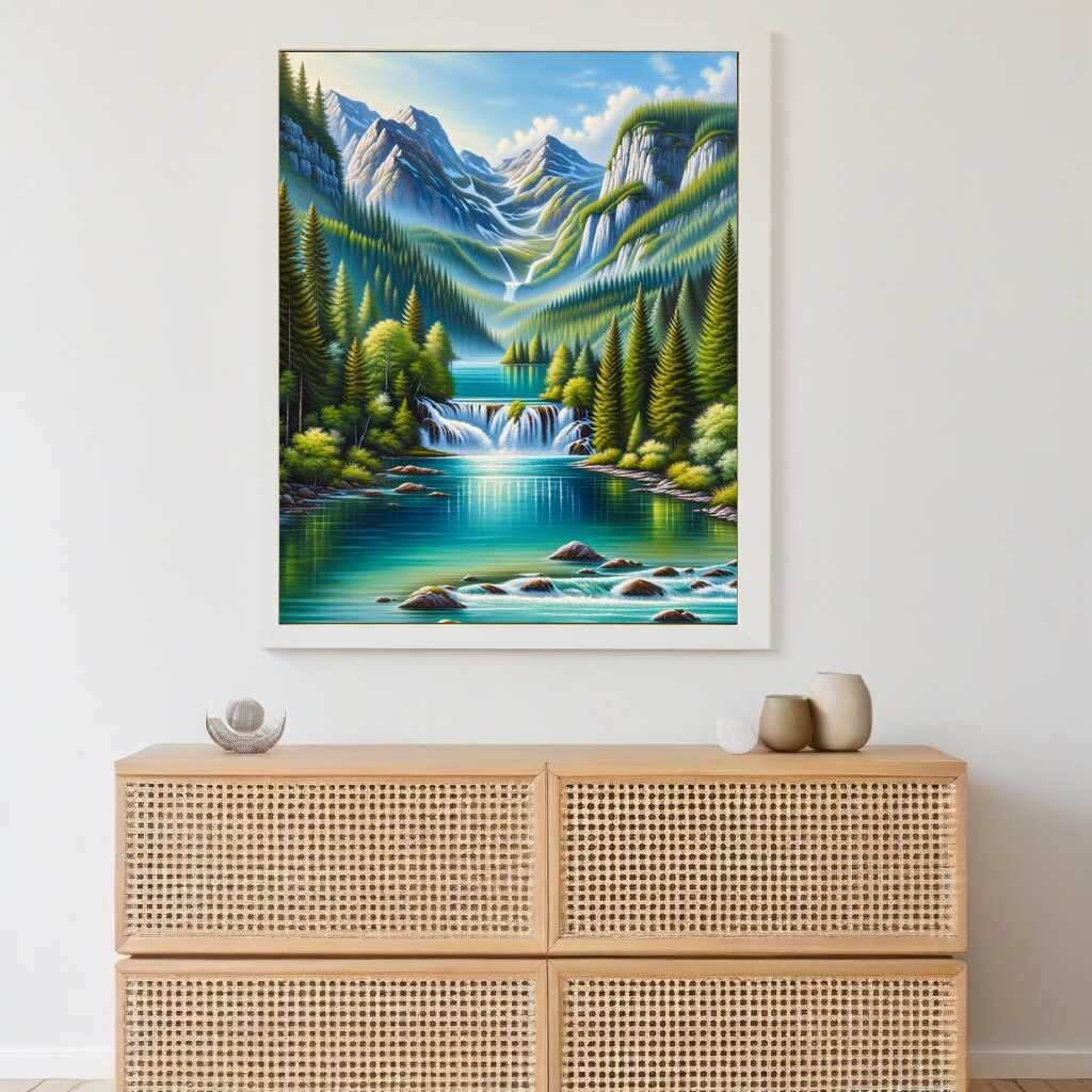 Paint by Numbers - Mountain Lake with Waterfall