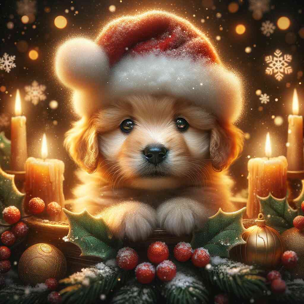 Paint by Numbers - Puppy with Christmas hat