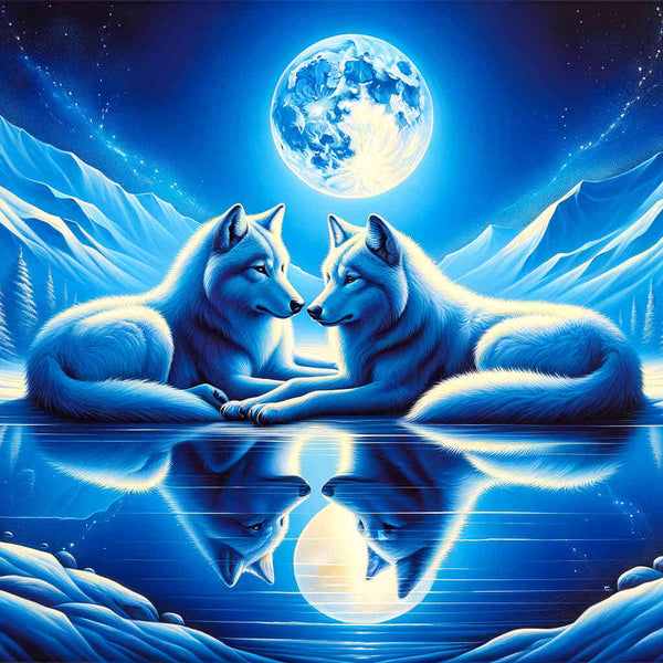 Paint by Numbers - Pair of wolves cuddling