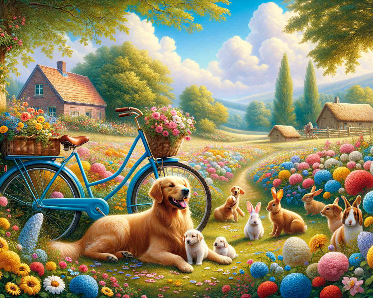 Paint by Numbers - Bicycle and dogs
