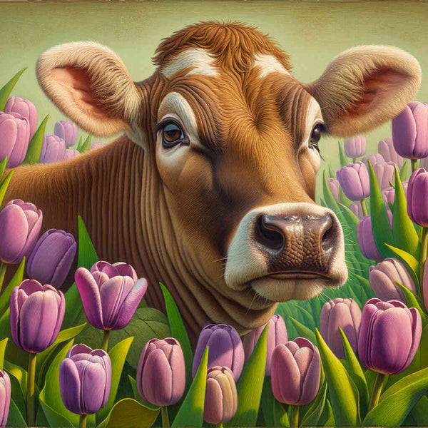 Paint by Numbers - Cow and tulips