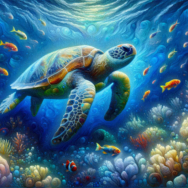 Paint by Numbers - Turtle with Fish