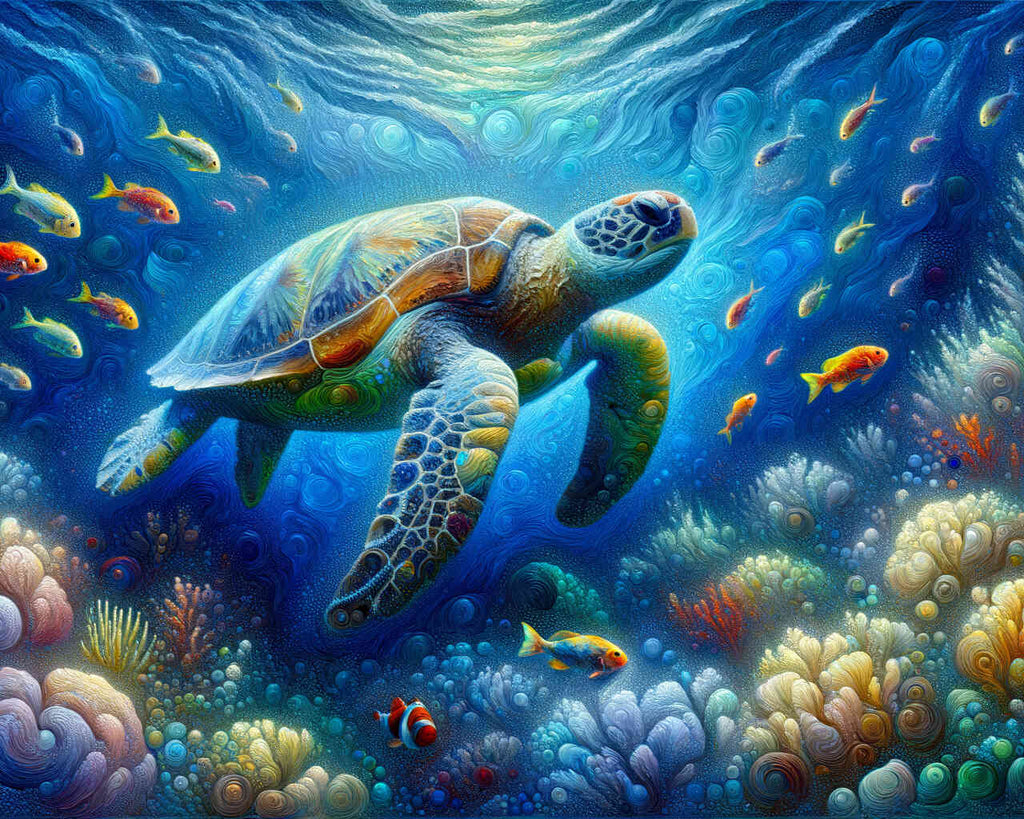 Paint by Numbers - Turtle with Fish