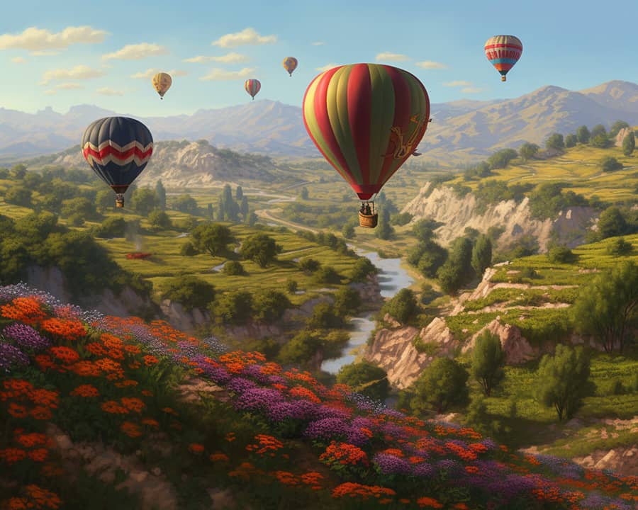 Valley, Balloons - Paint by Numbers