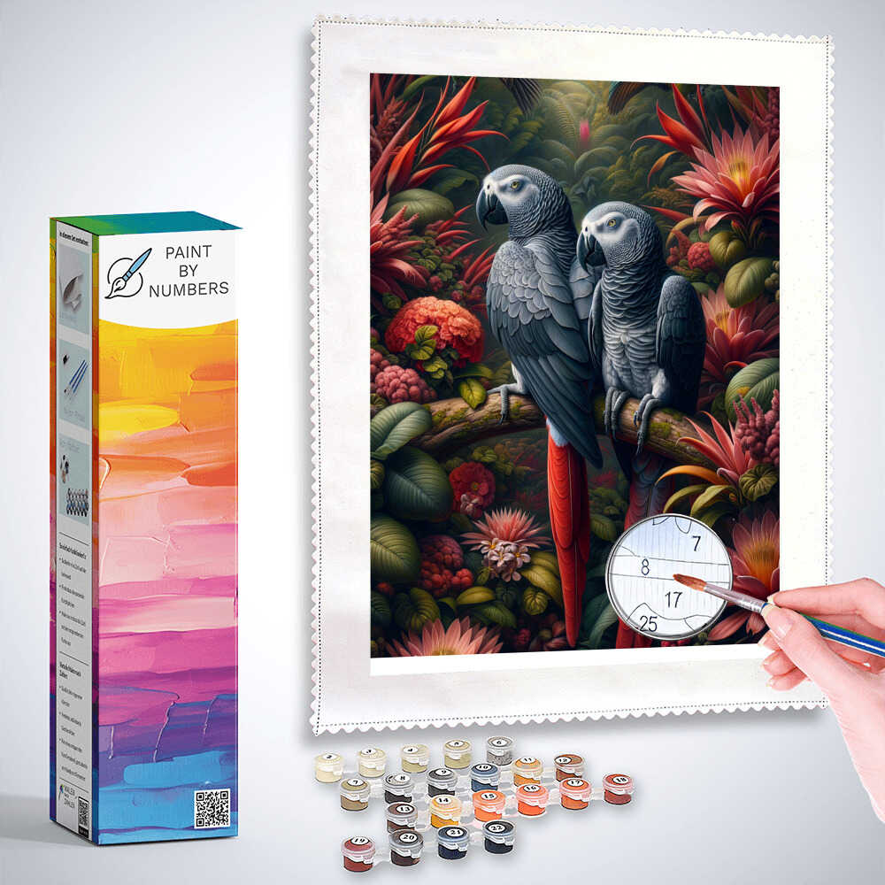 Paint by Numbers - Grey Parrots
