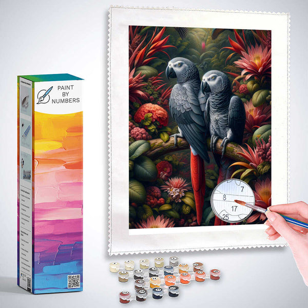 Paint by Numbers - Grey Parrots