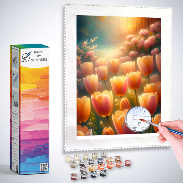 Paint by Numbers - Peach colored tulips
