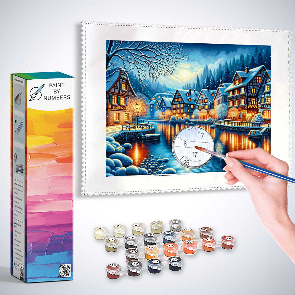 City on the river, winter - Paint by Numbers