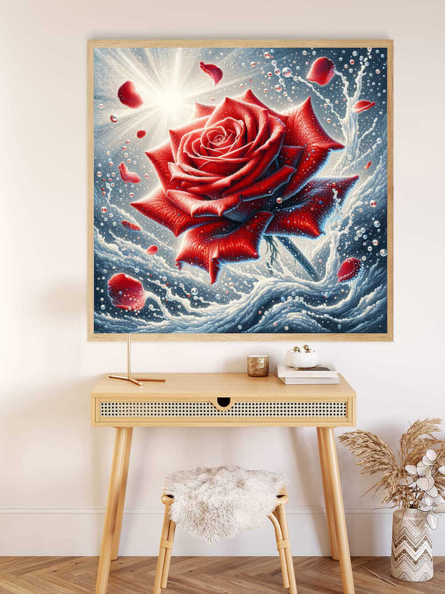 Paint by Numbers - Red Rose Surrounded by Water
