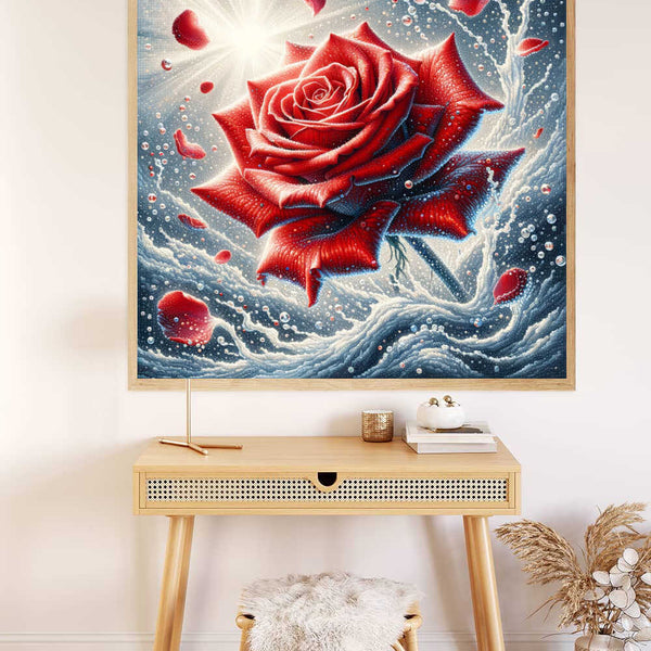 Paint by Numbers - Red Rose Surrounded by Water