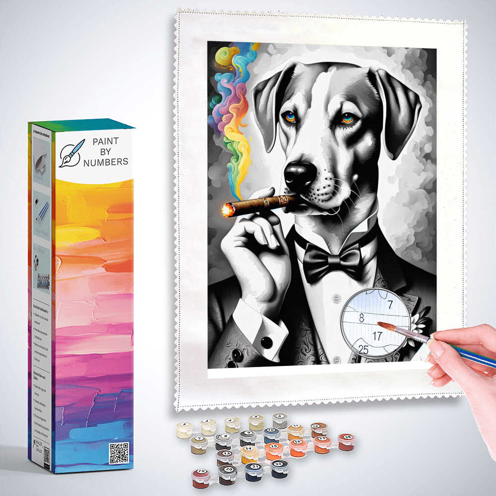Cigar smoking dog - Paint by Numbers