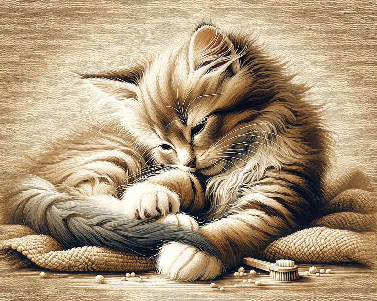 Paint by Numbers - Cat preening