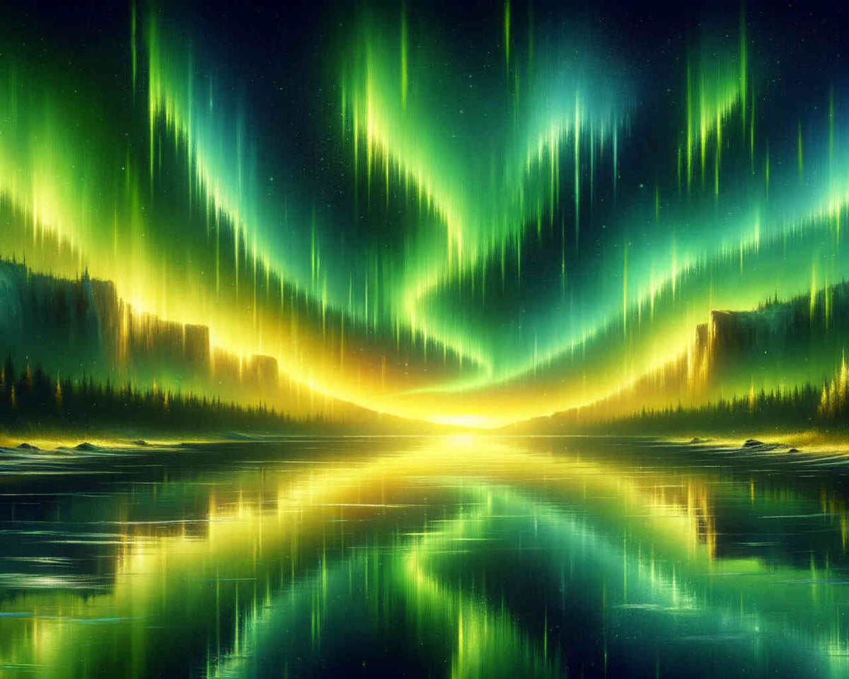 Paint by Numbers - Northern lights in green