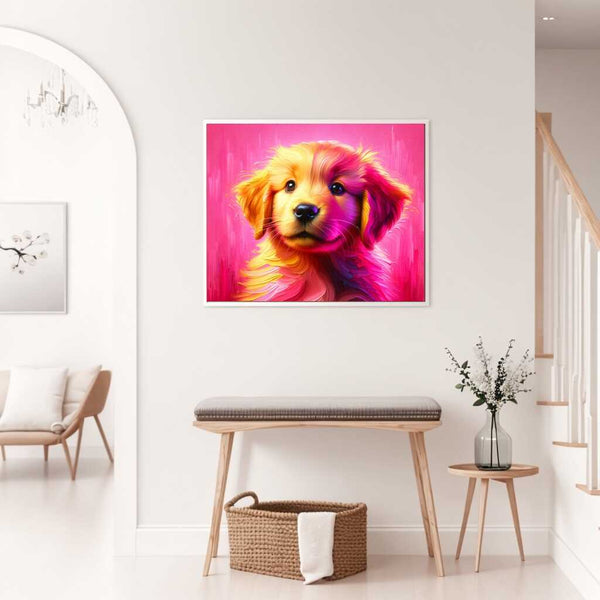 Paint by Numbers - Golden retreiver puppy, pink