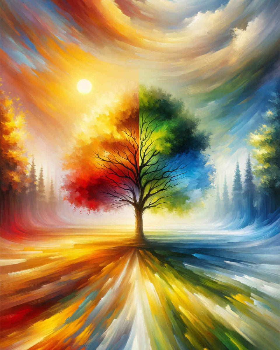 Paint by Numbers - Seasons tree, sun
