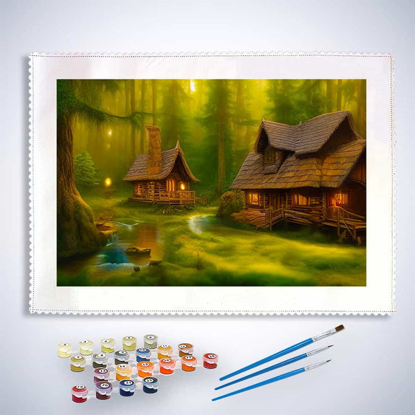 Malen nach Zahlen - Märchenwald - hochwertige Leinwand - Fantasy, Horizontal, Neu eingetroffen, Wald