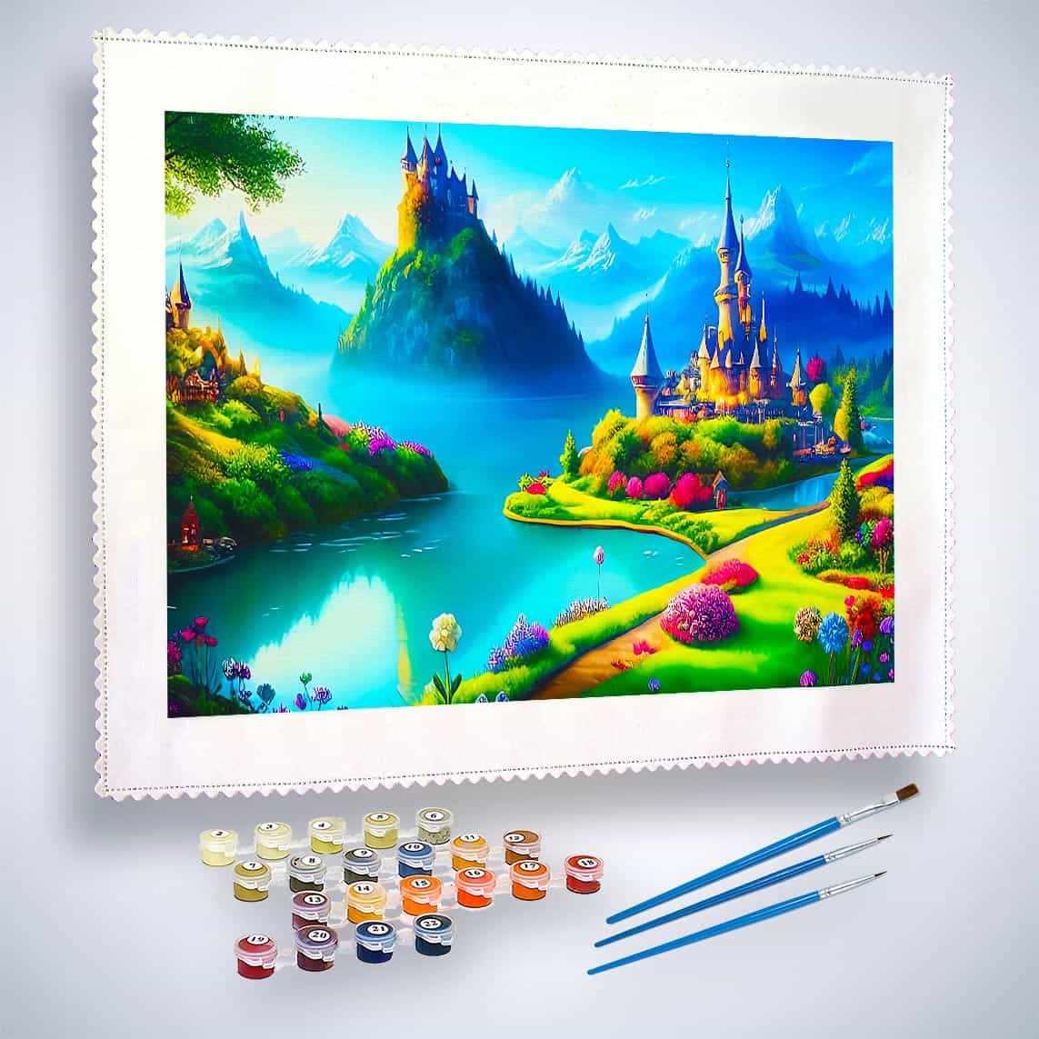 Malen nach Zahlen - Fantasyschlösser, Landschaft - hochwertige Leinwand - Fantasy, Horizontal