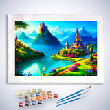 Malen nach Zahlen - Fantasyschlösser, Landschaft - hochwertige Leinwand - Fantasy, Horizontal