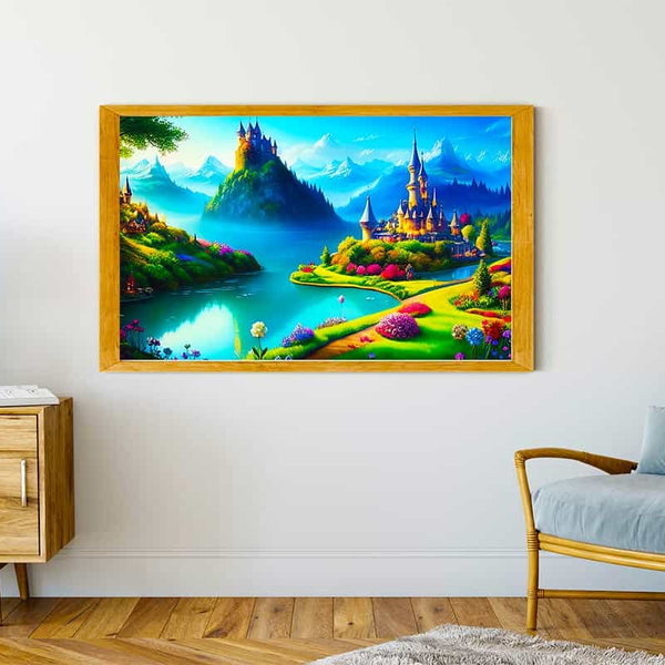 Malen nach Zahlen - Fantasyschlösser, Landschaft - hochwertige Leinwand - Fantasy, Horizontal