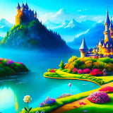 Malen nach Zahlen - Fantasyschlösser, Landschaft - hochwertige Leinwand - Fantasy, Horizontal