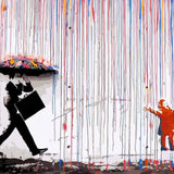 Farbiger Regen - Banksy - hochwertige Leinwand - 3fuer2, Bestseller, exclude, horizontal, Mittel, Streetart