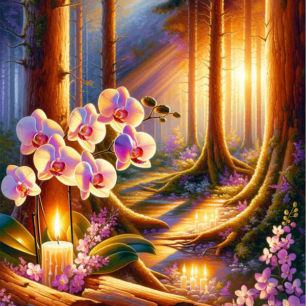 Paint by Numbers - Tree Trunks and Orchids