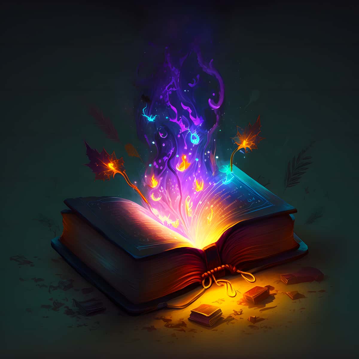 Enchanted book with purple and blue mystical flames - Diamond Painting Kit for Paint by Numbers art projects.