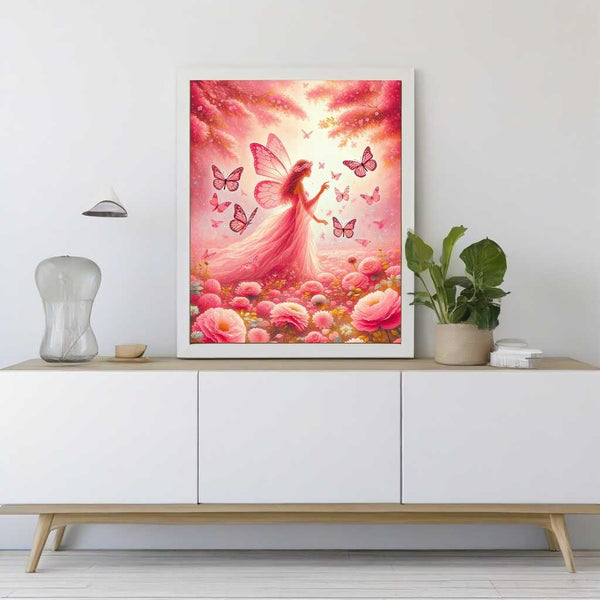 Paint by Numbers - Pink fairy with butterflies
