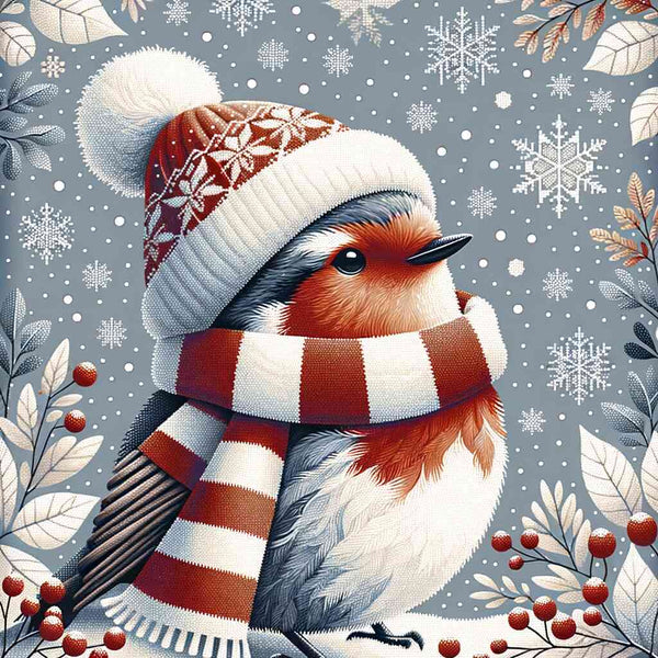 Paint by Numbers - Robin with scarf and cap