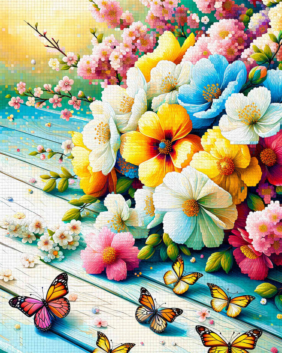Paint by Numbers - Flowers and butterflies