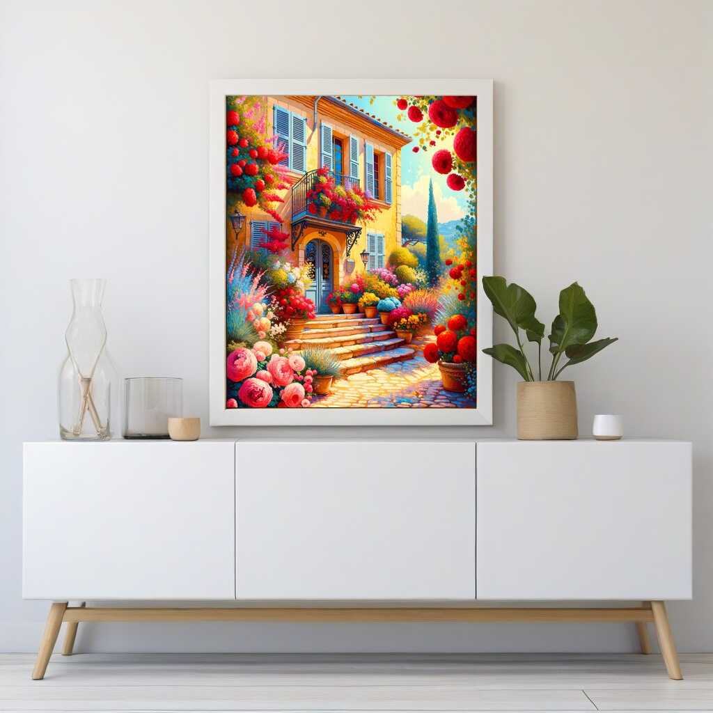 Mediterranean house with flowers - Paint by Numbers