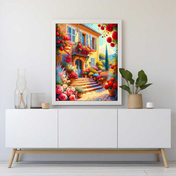 Mediterranean house with flowers - Paint by Numbers