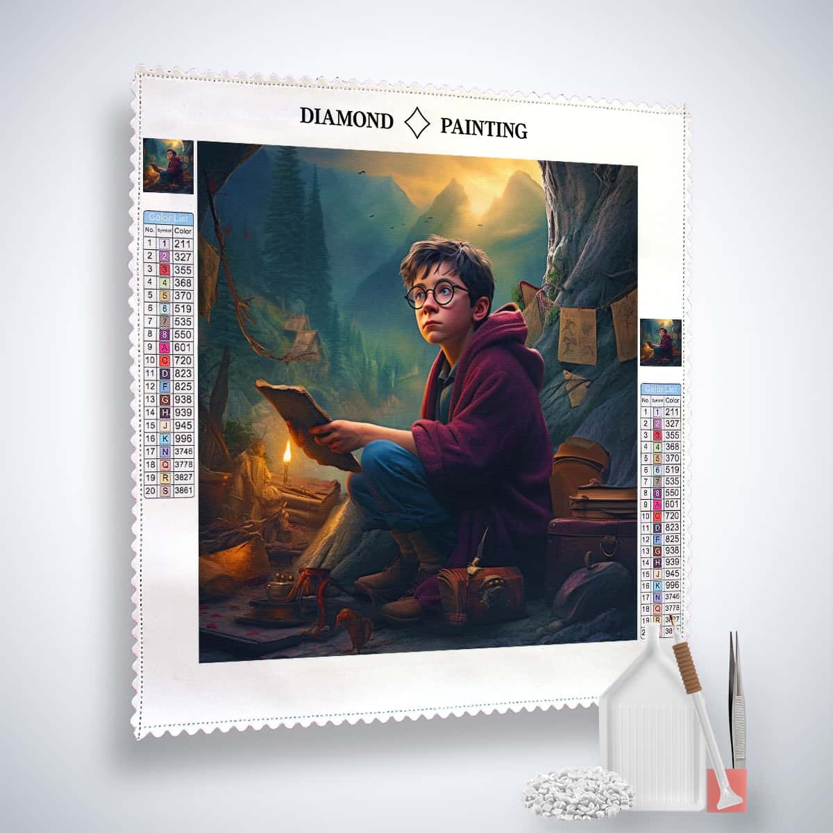 Diamond Painting Kit - Boy in Cave with Paint by Numbers Tools, Canvas, and Enhanced Acrylic Diamonds