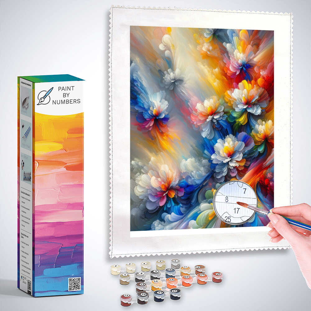 Paint by Numbers - Colorful abstract flowers