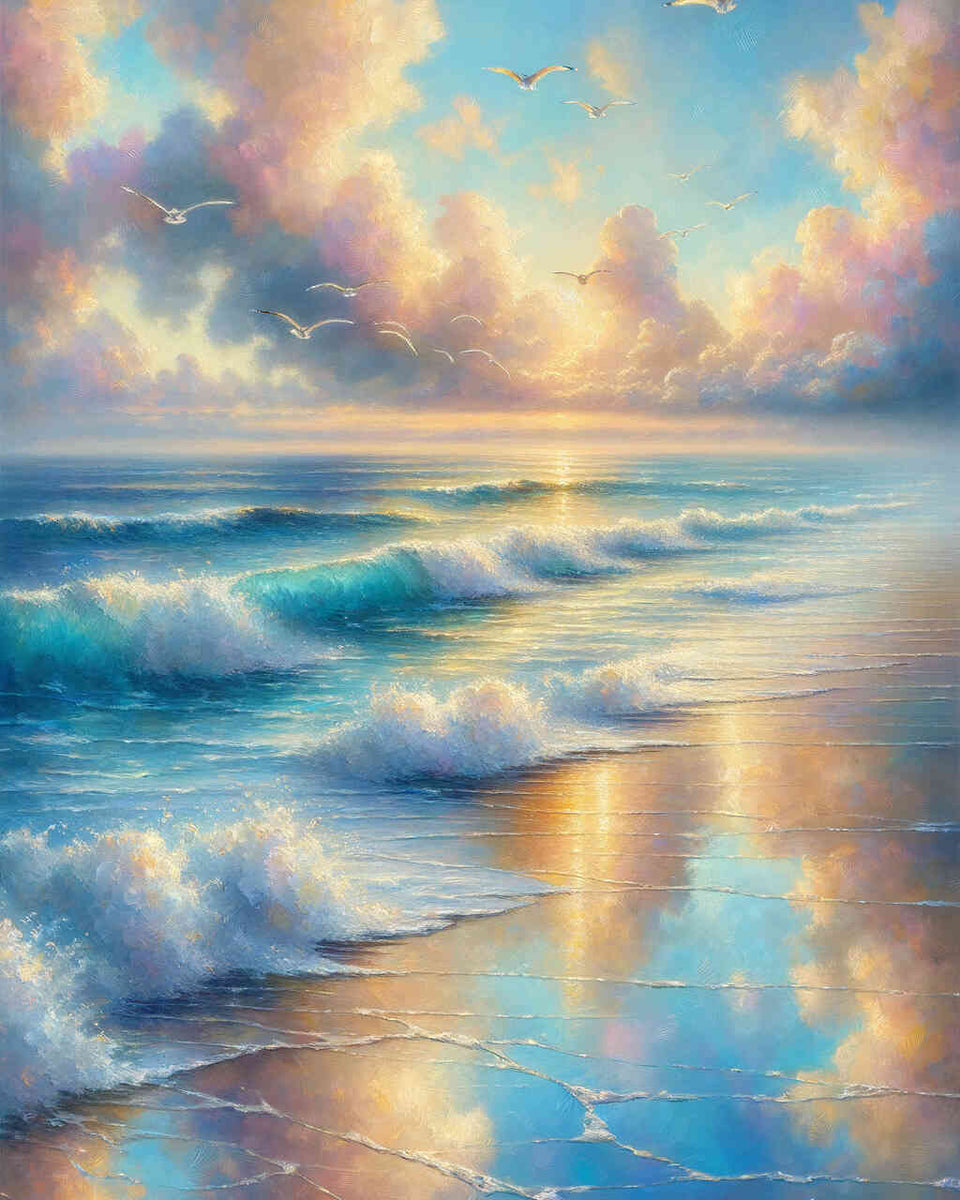 Beach, sea with seagulls - Paint by Numbers