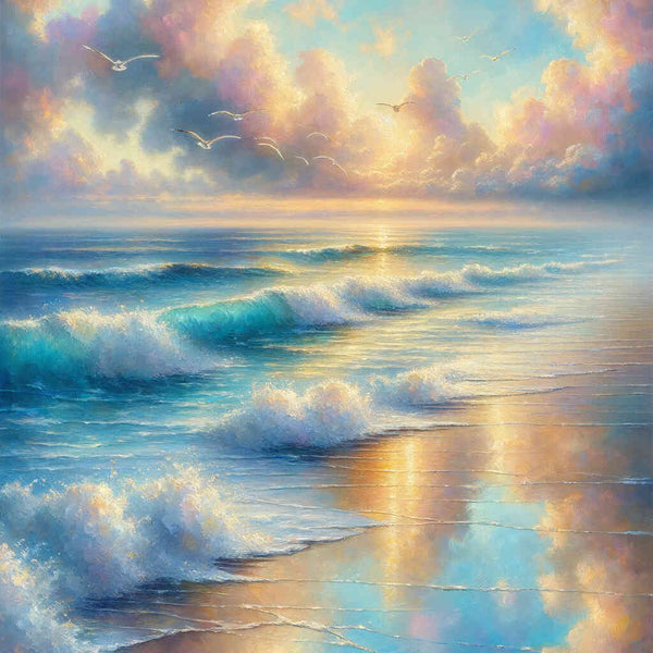 Beach, sea with seagulls - Paint by Numbers