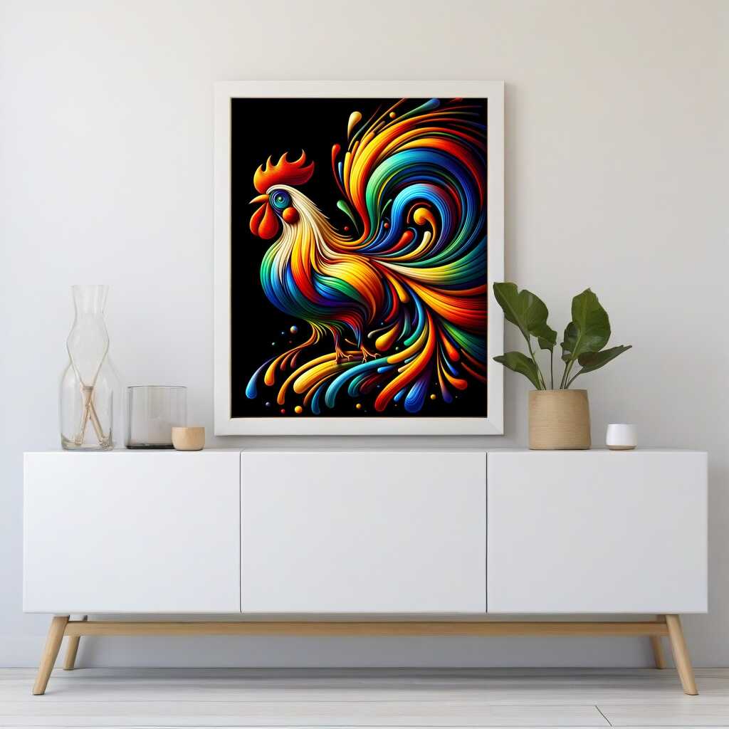 Paint by Numbers - Rooster, Abstract cartoon