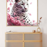 Malen nach Zahlen - Schneeleopard mit Rosenblüten - hochwertige Leinwand - 170523, Blumen, Leopard, Neu eingetroffen, Quadratisch, Tiere