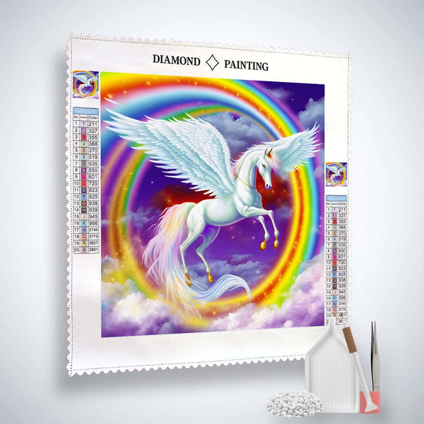 AB Diamond Painting - Fliegendes Einhorn im Regenbogen - gedruckt in Ultra-HD - AB Diamond, Einhorn, Fantasy, Kinder, Neu eingetroffen, Quadratisch
