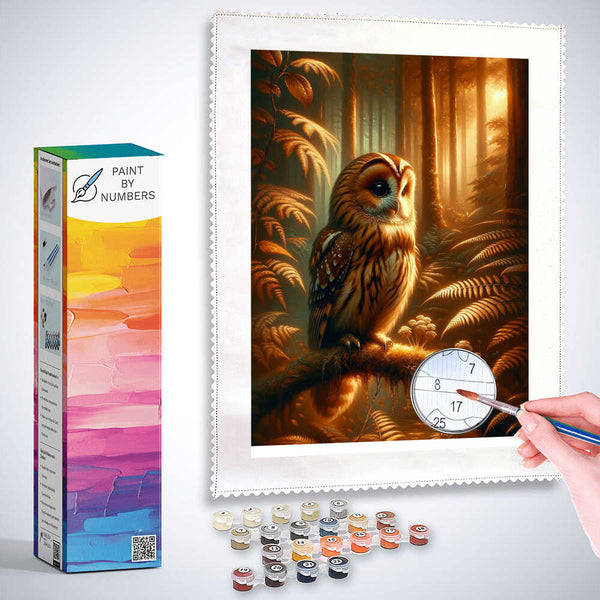 Paint by Numbers - Owl surrounded by wood