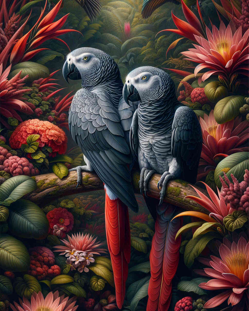 Paint by Numbers - Grey Parrots