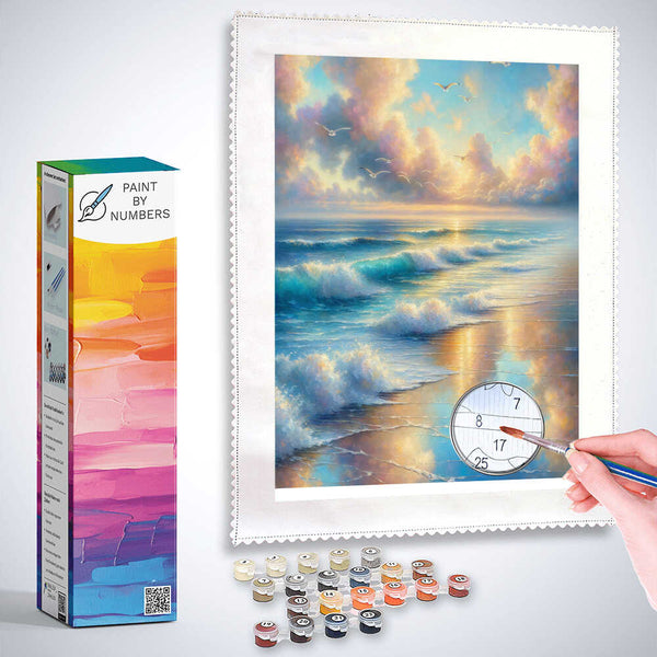 Beach, sea with seagulls - Paint by Numbers