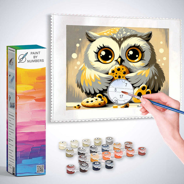 Owl eats cookie - Paint by Numbers