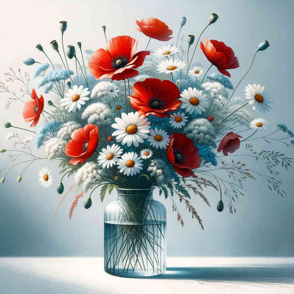 Daisies and poppies - Paint by Numbers