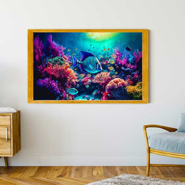 Malen nach Zahlen - Korallen und Fische, Meeresleben - hochwertige Leinwand - Fische, Horizontal, Meer