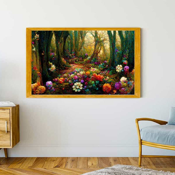 Malen nach Zahlen - Blumenwald - hochwertige Leinwand - Blumen, Horizontal, Wald