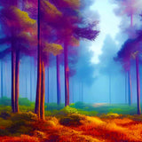 Malen nach Zahlen - Waldlichtung im Nebel - hochwertige Leinwand - Horizontal, Wald