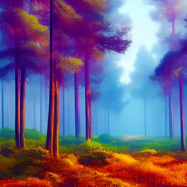 Malen nach Zahlen - Waldlichtung im Nebel - hochwertige Leinwand - Horizontal, Wald